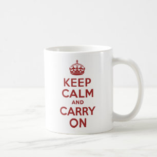 レッドブラウンKeep Calm and Carry On コーヒーマグカップ