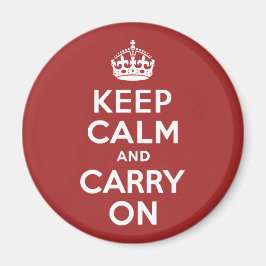 レッドブラウンKeep Calm and Carry On マグネット