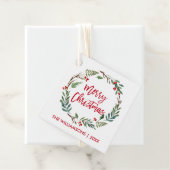 レッドブラシスクリプトウォーターカラーリースメリークリスマス フェイバータグ (インサイチュ)