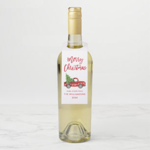 レッドブラシスクリプトクリスマスヴィンテージトラック ボトルネックタグ