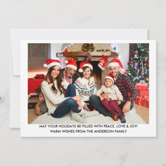 レッドブラシスクリプトトラック初めてのクリスマスホーム写真 シーズンカード (裏面)