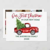 レッドブラシスクリプトトラック初めてのクリスマスホーム写真 シーズンカード (正面/裏面)