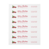 レッドブラシスクリプトヴィンテージトラッククリスマスツリー ラップアラウンドラベル (シート)