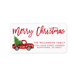 レッドブラシスクリプトヴィンテージトラッククリスマス ラベル