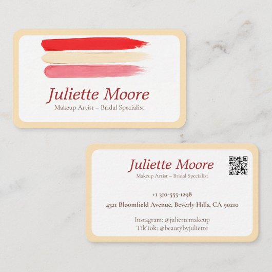 レッドブラシメイクアップアーティスト名刺 名刺 (正面/裏面)
