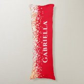 レッドブラス金ゴールドフェイクグリッターエステティック名前をカスタムする ボディピロー (正面縦)