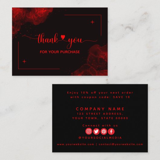 レッドブラックご注文の名刺をありがとう エンクロージャーカード (正面/裏面)