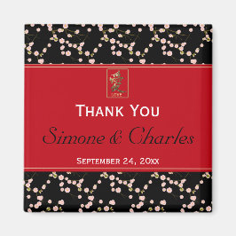 レッドブラックさくらんぼ咲き結婚式の引き出物マグネット マグネット