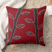 レッドブラックつる植物レトロデザイン装飾用クッション クッション (ブランケット)