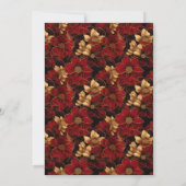 レッドブラックと金ゴールドマーブルフローラ誕生日 サンキューカード (裏面)