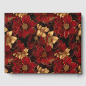 レッドブラックと金ゴールドマーブル結婚フローラ ゲストブック (裏面)