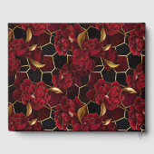 レッドブラックと金ゴールドマーブル結婚フローラ ゲストブック (裏面)