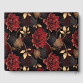 レッドブラックと金ゴールドマーブル結婚フローラ ゲストブック (裏面)