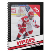 レッドブラックにホッケープレー鮮やかヤーのキープサケ ノートブック (正面)