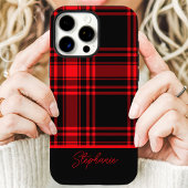 レッドブラックのチェック柄 カスタムネーム入り Case-Mate iPhoneケース