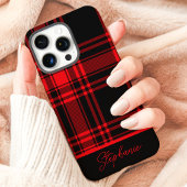 レッドブラックのチェック柄 カスタムネーム入り Case-Mate iPhoneケース