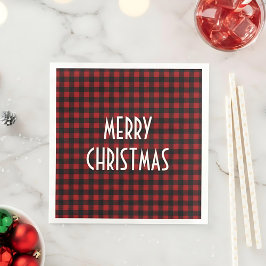 レッドブラックのバファローチェック柄 メリークリスマス