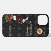 レッドブラックアリスinワンダーランドヴィンテージイラストレーション iPhoneケース (裏面横)