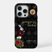 レッドブラックアリスinワンダーランドヴィンテージイラストレーション iPhoneケース (裏面)