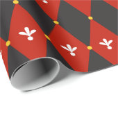 レッドブラックアーガイルまたはダイヤモンドモチーフラッピング紙 ラッピングペーパー (ロールコーナー)