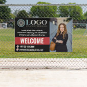 レッドブラックウェルカムスモールビジネスフォトロゴプロモーション 横断幕 (インサイチュ)