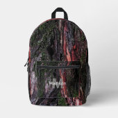 レッドブラックウッド樹皮カスタムモノグラム名イニシャル プリントバックパック (正面)