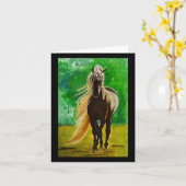 レッドブラックウマズ乗馬馬好きフロ カード (黄色い花)