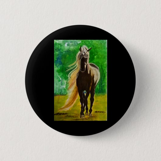 レッドブラックウマズ乗馬馬好きフロ 缶バッジ (正面)