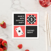 レッドブラックカジノをテーマにした40歳の誕生日パーティー スタンダードカクテルナプキン (インサイチュ)