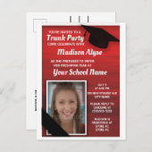 レッドブラックカレッジトランクパーティー写真 インビテーションポストカード (正面/裏面)