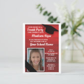 レッドブラックカレッジトランクパーティー写真 インビテーションポストカード (スタンド正面)