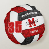 レッドブラックガールズバレーシーズンズスポーツ記念 ラウンドクッション (裏面)