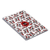 レッドブラックガールズバレーチームの色をカスタマイズ ノートブック (右側)