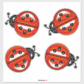 レッドブラックキュートLadybugs シール (シート)