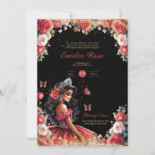 レッドブラックキンセアニェラドレスフローラ蝶 招待状 (正面)