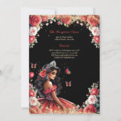 レッドブラックキンセアニェラドレスフローラ蝶 招待状 (裏面)