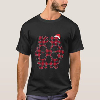 レッドブラッククリスマスバッファロープレイドスノーフレークサンタ Tシャツ
