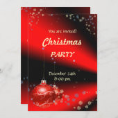 レッドブラッククリスマスパーティの招待状 招待状 (正面/裏面)