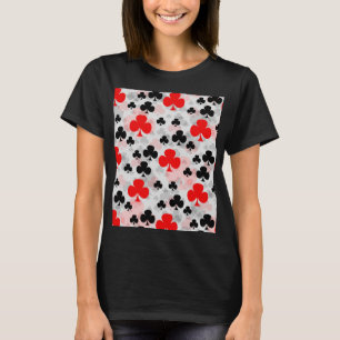レッドブラッククローバークラブ抽象芸術パターンデザイン Tシャツ