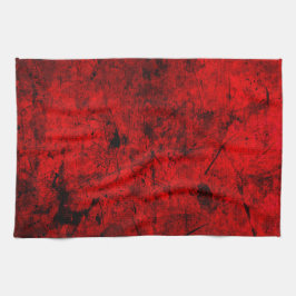 レッドブラックグランジ抽象芸術デジタルグラフィックアート キッチンタオル