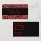 レッドブラックグリッターヒョウカスタムの斑点カード 名刺 (正面/裏面)