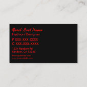 レッドブラックグリッターヒョウカスタムの斑点カード 名刺 (裏面)