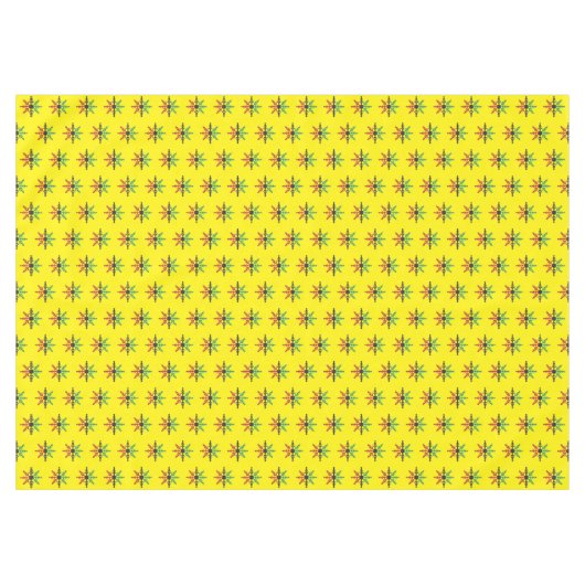 レッドブラックグリーンイエロースノーフレークパターンクワンザ テーブルクロス (正面(横))