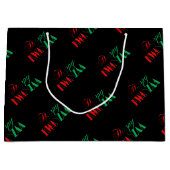 レッドブラックグリーンキナラタイポグラフィハッピークワンザ ラージペーパーバッグ (正面)