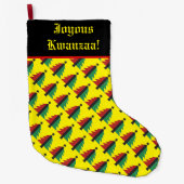 レッドブラックグリーンクリスマスツリーパターンクワンザ ラージクリスマスストッキング (正面)