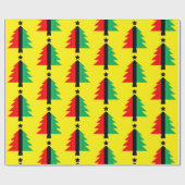 レッドブラックグリーンクワンザクリスマスツリーイエロー ラッピングペーパー (フラット)