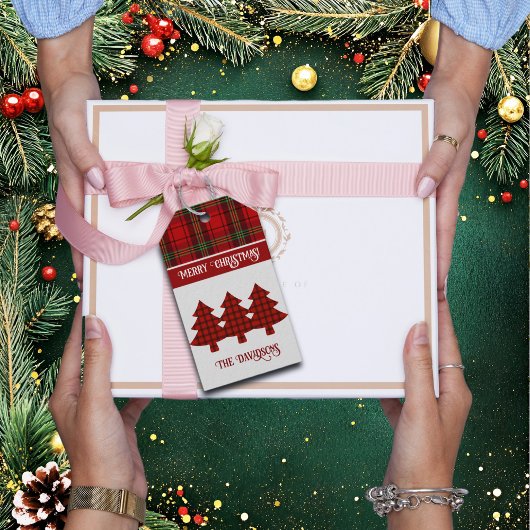 レッドブラックグリーンコージータータンチェック ギフトタグ