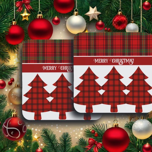 レッドブラックグリーンコージータータンチェック コースター