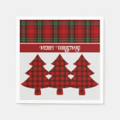 レッドブラックグリーンコージータータンチェック スタンダードカクテルナプキン (正面)