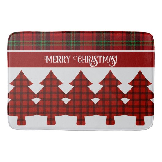 レッドブラックグリーンコージータータンチェック バスマット (正面)